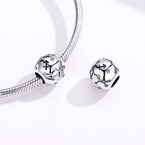 Constellation Charm 925 Sterling Silver Birthstone Bead for Pandora Charms Bracelet-Gift for Anniversary Birthday Christmas Day - color: Sagittarius (11.23-12.21)