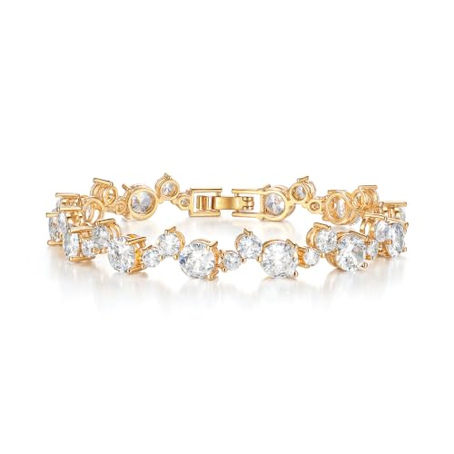FANZE Gold Plated Cubic Zirconia Tennis Bracelets for Women Dainty Trendy Adjustable Bracelet Jewelry Gift for Ladies Wedding Mother Birthday Anniversary - style: Style 14