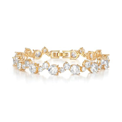 FANZE Gold Plated Cubic Zirconia Tennis Bracelets for Women Dainty Trendy Adjustable Bracelet Jewelry Gift for Ladies Wedding Mother Birthday Anniversary - style: Style 14