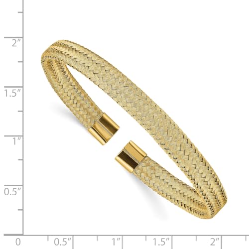 Chisel Yellow IP-Plated Mesh Cuff Bangle in Stainless Steel, 6mm