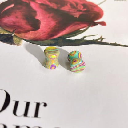 Rainbow Stone Double Flare Ear Plugs Tunnels Natural Organic Stones Expander Ears Piercing Stretcher Gauge Plug for Women Men Fashion Body Jewelry - color: 8mm(0g)