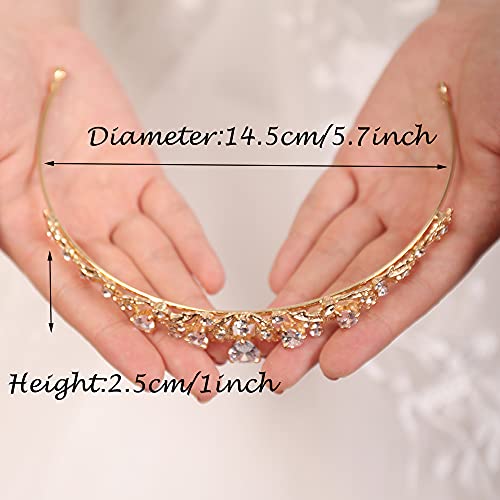 JWICOS Gold Princess Tiara Crown for Women Wedding Headband Headpieces for Birthday Pageant Prom Bridal Party - color: Gold