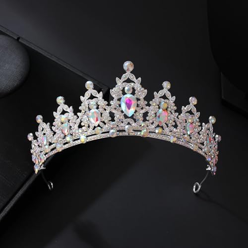 Tiaras and Crowns for Women,Tiaras Earrings Necklace, Crystal Bridal Jewelry Set - color: Silver AB