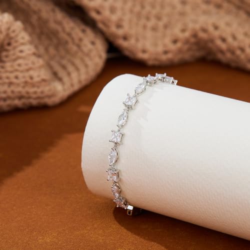 FANZE Gold Plated Cubic Zirconia Tennis Bracelets for Women Dainty Trendy Adjustable Bracelet Jewelry Gift for Ladies Wedding Mother Birthday Anniversary - style: Style 11