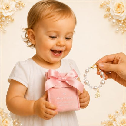 Baby Crystals Custom 14K Gold-Plated Initial Bracelet Charm, Birthday Keepsake Jewelry - style: Crystals White Pearls