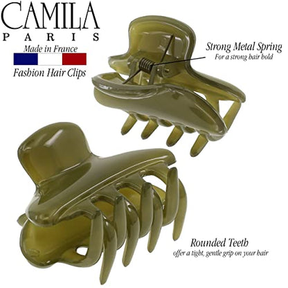 Camila Paris CP3552 French Small Hair Clips for Women, 2.5" Small Claw Clip Fashion Styling Mini Hair Clip Accessories for Women, Strong Hold No Slip Grip Cute Claw Clips, Made in France - color: Green 2.5"