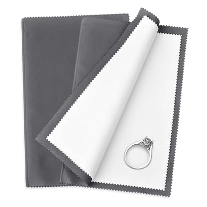 SEVENWELL Silver Polishing Cloth, 2PCS Large Jewelry Cleaning Cloths | Dual-Layer Cleaning, Large 10" × 12", Reusable, Removes Tarnish, Restores Shine, For Sterling Silver, Gold & Platinum - color: Gray