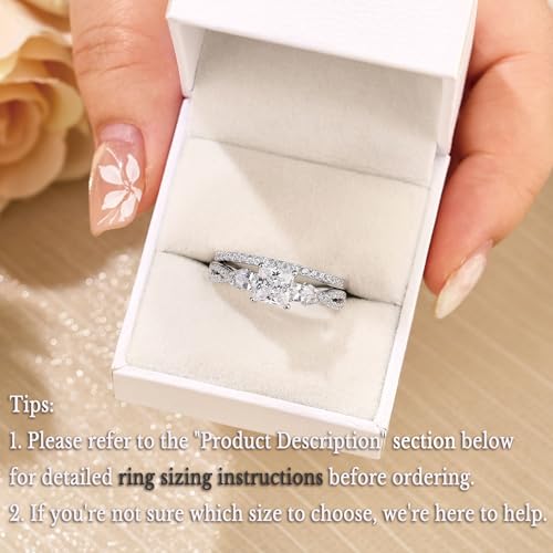 Newshe Jewellery Wedding Ring Set for Women Moissanite Engagement Rings Bridal Sets Princess Pear Promise Anniversary Band Size