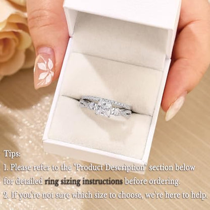 Newshe Jewellery Wedding Ring Set for Women Moissanite Engagement Rings Bridal Sets Princess Pear Promise Anniversary Band Size