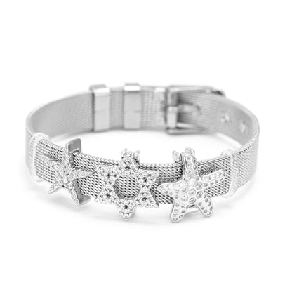 Stainless Steel Mesh Bracelet Wristband 8mm Wide Cuff Bangle Watch Band Style with Adjustable Buckle Mesh Link Chain for Slide Charms Jewelry Making 2 PCS - color: Silver