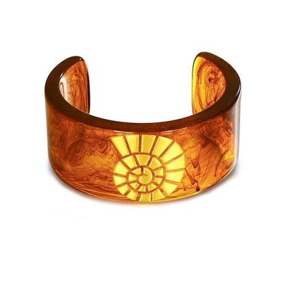 Chunky Acrylic Bangles Bracelets For Women Geometric Acrylic Resin Acetate Mottled Wide Bangle Bracelet Statement Colorful Bangles for Party - color: Cuff Bracelet-Conch