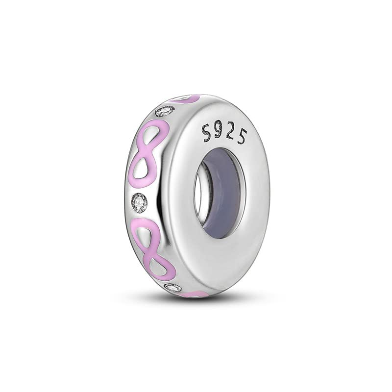 Vegas Safety Chain Sun Birthday Mom Camera Dog God Psalm Bead Pendant 925 Sterling Silver Dangle Compatible With Pandora Moments Charm Bracelet - style: Love For Eternity Infintiy Cancer Pink Ribbon Spacer Stopper