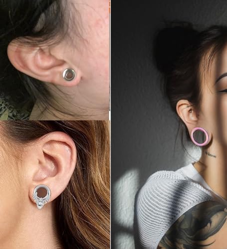 TIANCI FBYJS Stainless Steel Ear Tunnels Saddle Gauges For Ear Silicone Soft Flexible Earrings Gauge Plugs Expander Stretcher Body Piercing Jewelry 0g 2g 00g 1/2'' Set - style: 0g=8mm