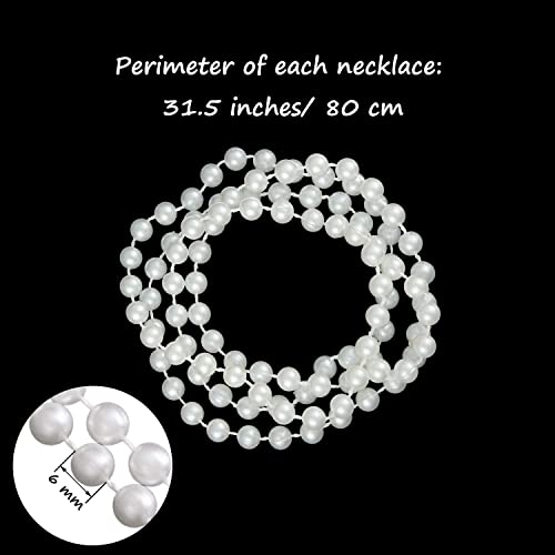 Hicarer 24 Pcs White Faux Pearl Necklaces Bulk White Beaded Necklaces 31.5 Inch for Women Girls Mardi Gras Wedding Bridal Birthday Tea Party Decorations