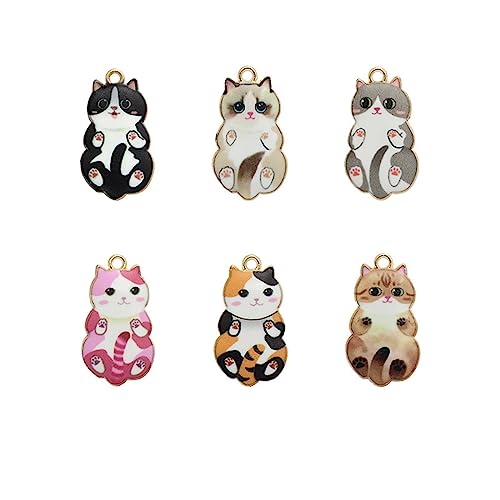 30 Pcs Cute Cat Charms - Alloy & Enamel Colorful Assorted Charm Set for Jewelry Making, Cat Craft Supplies for Necklace, Bracelet & Anklet - color: Mixed Color