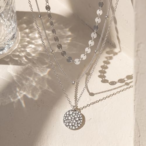 MONGAS Boho Layered Necklace Sterling Silver Triple 3 Stacked Vertical Bar Triangle Long Layering Necklaces Christmas Jewelry Gifts for Women - style: Boho