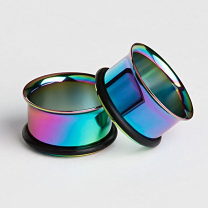 KUBOOZ 12pcs Set Colorful Stainless Steel O-ring Ear Plugs Tunnels Gauges Stretcher Piercings - style: Gauge:5/8"(16mm)