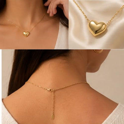 Rich London 18K Rose Gold Plated 2-in-1 Clover Heart Pendant Necklace for Women | Elegant Crystal Charm Jewellery - color: Gold Heart