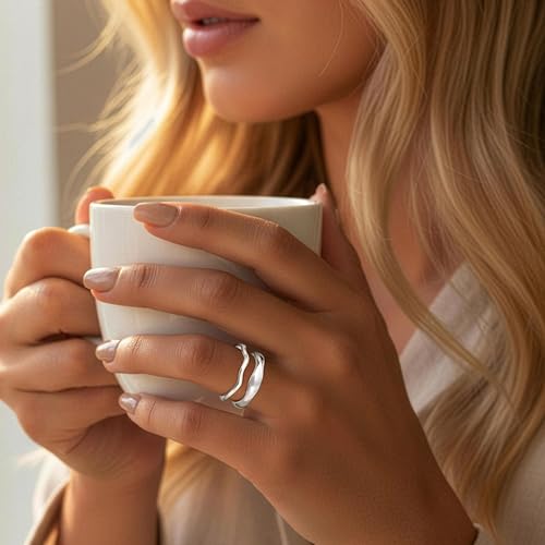 Gold Rings for Women Men Non Tarnish, Waterproof Chunky 14K Gold Plated Dainty Stackable Rings Trendy Statement Pinky Thumb Rings Engagement Eternity Wedding Band Ring Stacking Gold Jewelry Size 3 4 5 6 7 8 9 10 11 - color: Silver, size: 6.5