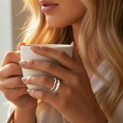 Gold Rings for Women Men Non Tarnish, Waterproof Chunky 14K Gold Plated Dainty Stackable Rings Trendy Statement Pinky Thumb Rings Engagement Eternity Wedding Band Ring Stacking Gold Jewelry Size 3 4 5 6 7 8 9 10 11 - color: Silver, size: 6.5