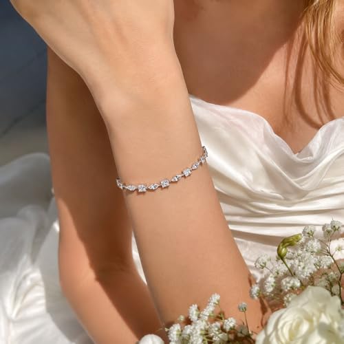 FANZE Gold Plated Cubic Zirconia Tennis Bracelets for Women Dainty Trendy Adjustable Bracelet Jewelry Gift for Ladies Wedding Mother Birthday Anniversary - style: Style 11