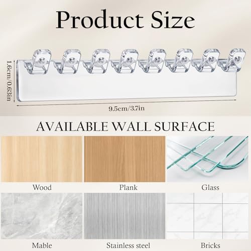 Styquenzer 12 Pcs Self-Adhesive Necklace Organizer, Necklace Hanger Wall Mount Hanging Jewelry Organizer with 8 Hooks Wall Mounted Necklaces Organizers for Necklaces, Bracelets
