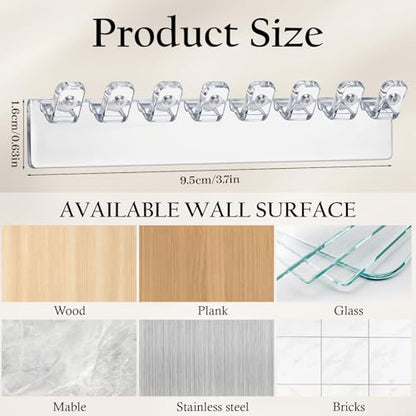 Styquenzer 12 Pcs Self-Adhesive Necklace Organizer, Necklace Hanger Wall Mount Hanging Jewelry Organizer with 8 Hooks Wall Mounted Necklaces Organizers for Necklaces, Bracelets