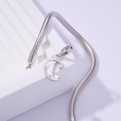 Letter Charms for Pandora Bracelets 925 Sterling Silver Alphabet Initial Charms Bead Jewelry Gift for Women - style: Initial D
