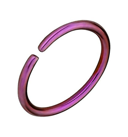 Forbidden Body Jewelry 18G Surgical Steel IP Plated Seamless Nose Ring & Cartilage Hoop with Comfort Round Ends (Sold Individually) - style: 18G 8mm Purple