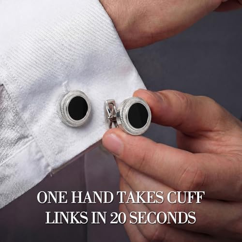 Tuxedo Cuff Links,Cufflinks for Men | Stainless Steel, Lead-Free and Nickel-Free, Gift Box Packed, Boyfriend Husband Father, Wedding Party Anniversary Birthday - color: Black