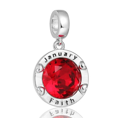 Birthstone Charms for Women Bracelets Birthday Bead Charms fit Pandora Bracelets Mothers Day Gifts for Women - color: 01-January(Garnet)