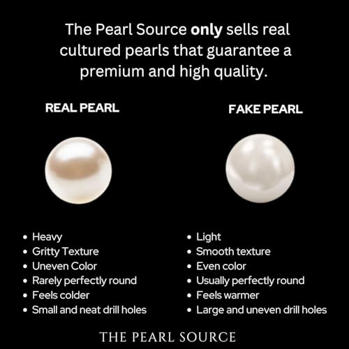 THE PEARL SOURCE 8-9mm Genuine White Freshwater Cultured Pearl Linda Earrings for Women