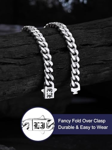 Bandmax Mens Hip Hop Cuban Link Bracelets 5/7/9/12MM Stainless Steel Miami Curb Chain Bracelet Silver/Gold Plated/Black Wristlet Chains for Men 7"-9" - color: 13 5MM Steel-Custom