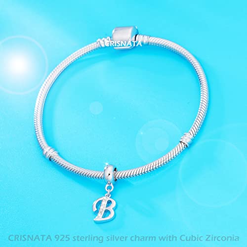 26 Letter Pendant Charms, Polished 925 Sterling Silver Complete Initial A-Z Dangling CZ Stone Alphabet Beads, fits European Bracelet Necklace, Gift for Mother/Father/Daughter/Son/Sister/Aunt - color: Letter B CZ Pendant Charm
