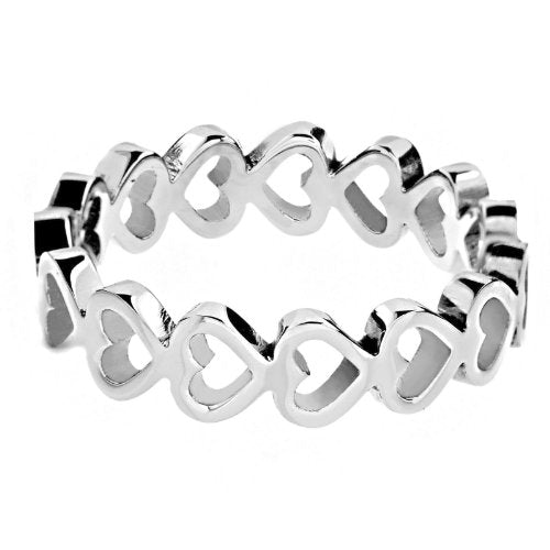West Coast Jewelry ELYA Women's Open Heart Infinity Ring (5mm) | Crafted in solid stainless steel, this ring resists tarnish and stands up to daily wear, with a heart motif, at 5 mm wide.