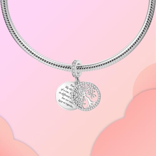 LUXILLA Charms for Bracelets & Necklace 925 Sterling Silver Charms Elephant Happy Birthday Charm Fit for Valentine's Day Mother's Day Jewelry Gift for Women - color: Family Tree Charm