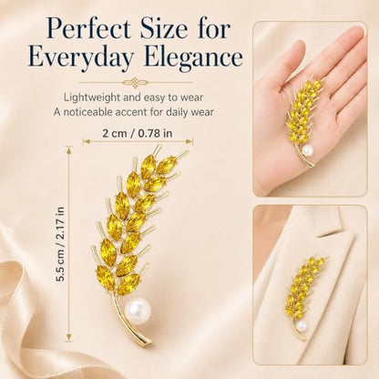 Brooch Pin for Women Rhinestone Peacock Crystal Delicate Animal Brooch Lapel Pins Girls Fashion Jewelry Gift for Christmas Brooch Birthday Jewelry Gift - style: Yellow wheat