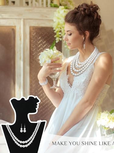 BBTO 8 Pcs Pearl Necklace and Earrings Set for Women Pearl Jewelry Set Faux Necklace Earrings Simulated Bracelets - style: Graceful Style