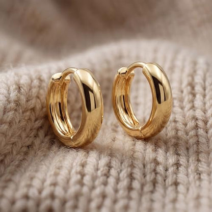 MYEARS Women Earrings Gold Huggie Hoop 14K Small Simple Hypoallergenic Everyday Jewelry - style: Band