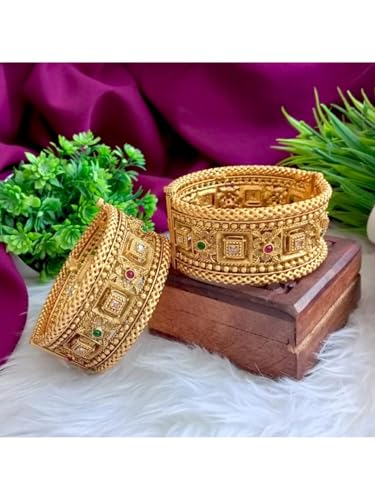 Efulgenz Indian Wedding Bridal Bollywood Broad Big Bracelet Bangle Set - size: 2-4