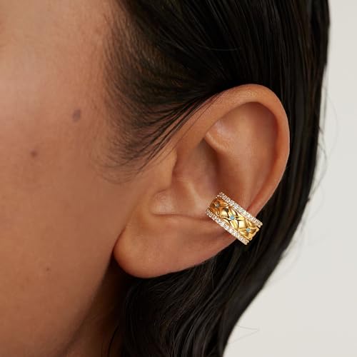 MEVECCO Ear Cuffs Non Piercing For Women 18K Gold Plated Turquiose Pearl Zircons Ear Cuff Earring Clip on Cartilage Fake Hoop Earrings Stack Jewelry Gifts - style: Small Tur -Pair