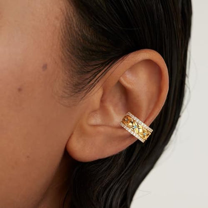 MEVECCO Ear Cuffs Non Piercing For Women 18K Gold Plated Turquiose Pearl Zircons Ear Cuff Earring Clip on Cartilage Fake Hoop Earrings Stack Jewelry Gifts - style: Small Tur -Pair