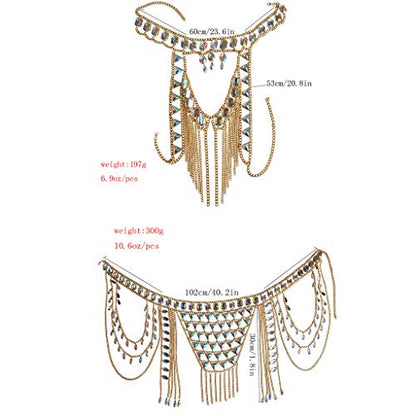 Women's Sexy Suit Body Chain - color: Gold Color-A- Body Chain Suit-3