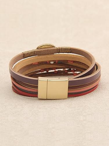 GelConnie Leather Cuff Bracelet Baroque Pearl Wrap Bracelet Gorgeous Gold Tube Bangle Boho Bracelet Bohemian Wristband Jewelry Gift for Women Wife - color: Boho Wristband Bangle
