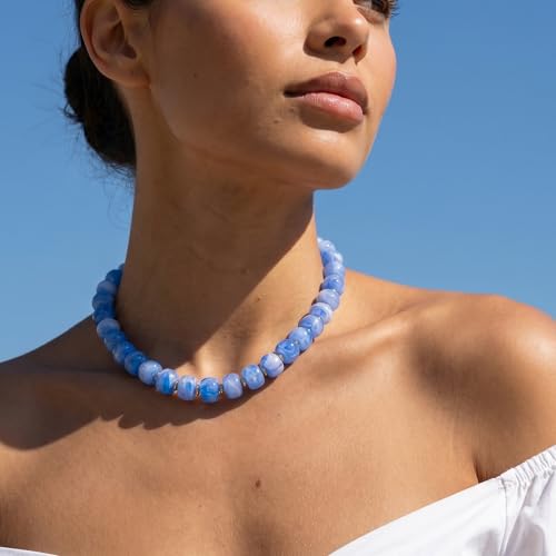 SHERLOVE Chunky Statement Large Resin Beaded Choker Necklaces for Women | Big Lightweight Bead Beaded Necklace Trendy Fashion Boho Summer Beach Vacation Jewelry
