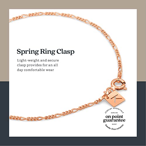 KEZEF Sterling Silver, 14k Gold Plated Silver & Rose Gold Plated Silver Figaro Chain | Fine Diamond Cut 1.5mm Bracelet & Anklet for Women, Girls and Men - color: Rose Gold Plated Silver, size: 10 Inches