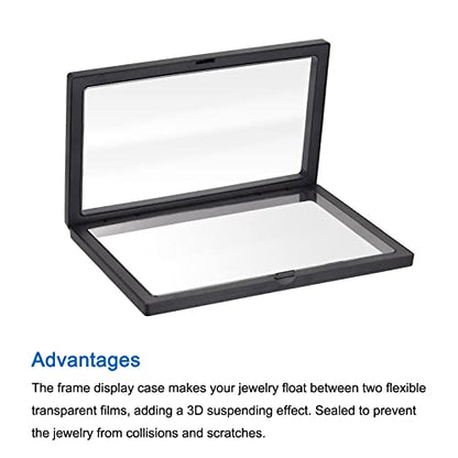 MECCANIXITY Floating Frame Display Holder Stand 3D Jewelry Display Box 7.09 x 7.09 x 0.79 inch Black for Ring Necklace Bracelet Earring Pack of 2 - color: Black, size: 7.09 x 7.09 x 0.79 inch