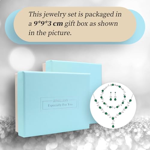 GZWHD Wedding Jewelry Sets for Bride Bridesmaid Women Cubic Zirconia Necklace Earrings Bracelet Set Gift for Mother Friend Wife Daughter Sister Party Prom Jewelry - color: Green