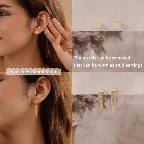 Gold Earrings for Women, 14K Gold Plated Tassel Dangle Earrings for Women Trendy Hypoallergenic Long Chain Earring Dainty Pearl Drop Earrings Elegant Wedding Earring Fashion Jewelry for Womens - color: Gold-Style 7