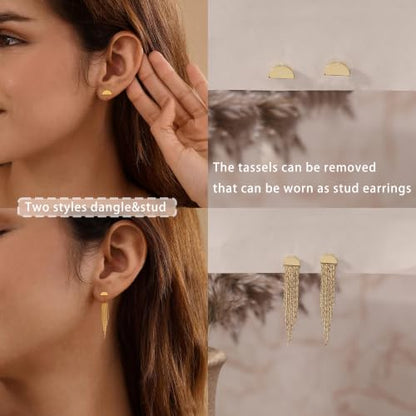 Gold Earrings for Women, 14K Gold Plated Tassel Dangle Earrings for Women Trendy Hypoallergenic Long Chain Earring Dainty Pearl Drop Earrings Elegant Wedding Earring Fashion Jewelry for Womens - color: Gold-Style 7